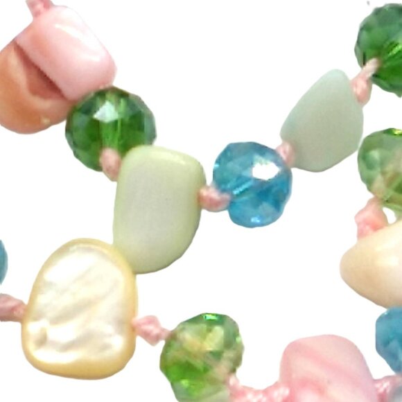 MOP + Faceted Pastel Multi-colored Beaded Necklace - Picture 12 of 15